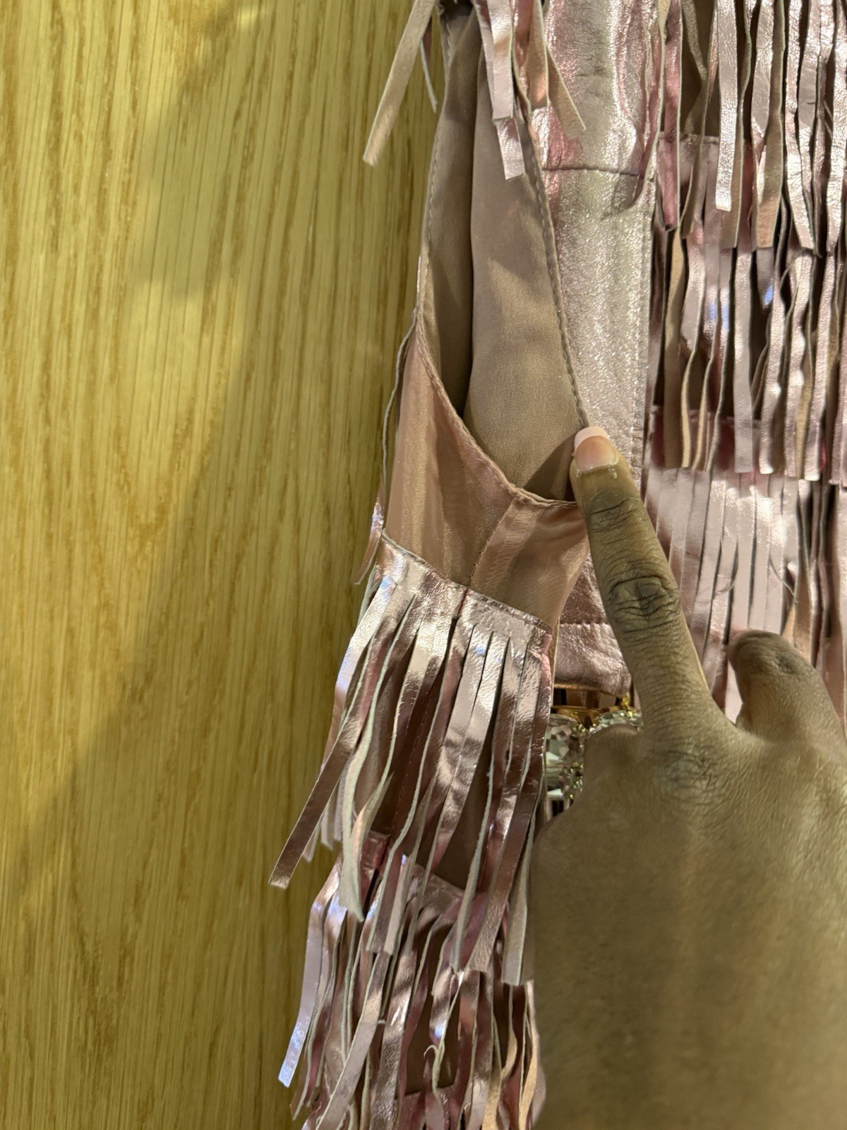 Cavalli Class Limited Edition Runway Sample Fringe Dress – Metallic Pink