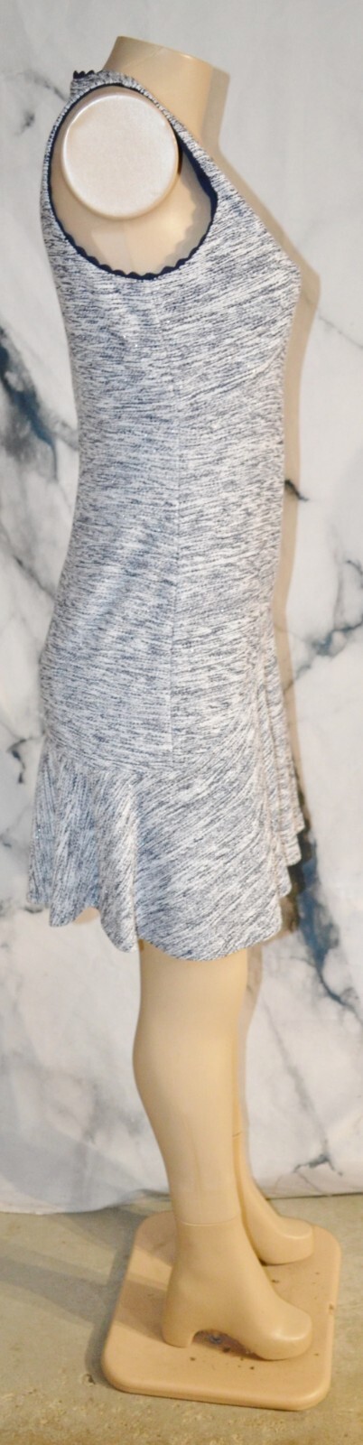 KARL LAGERFELD PARIS NEW NWT Gray Navy Metallic Tweed Sleeveless Dress 4 Lined