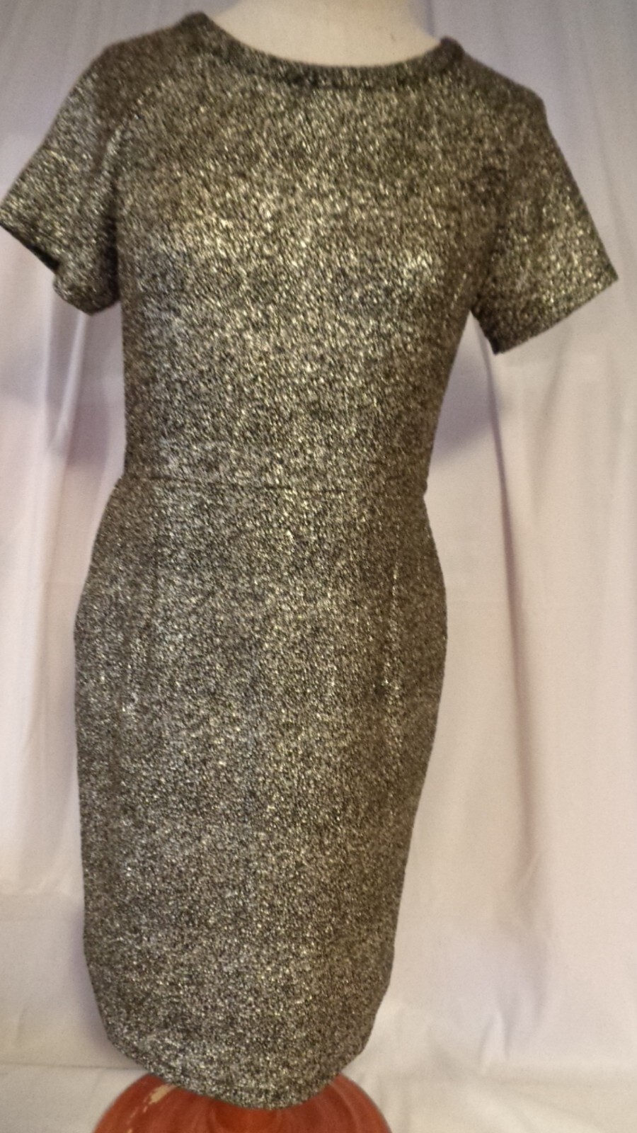 COLLECTIVE CONCEPTS SHEATH DRESS BLACK METALLIC GLITTER SIZE M POYESTER SPANDEX