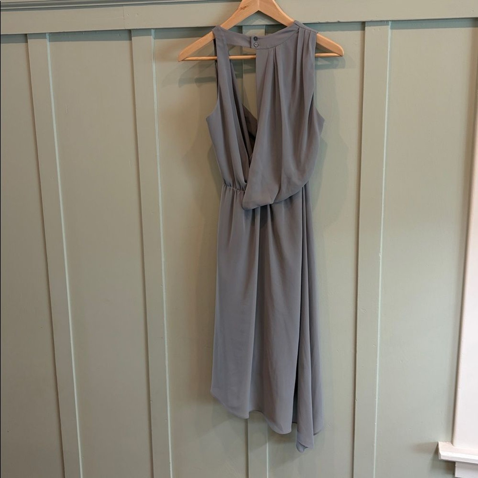 Haute Hippie grey chiffon asymmetric wrap-effect XS – Fairy Boho Designer Midi