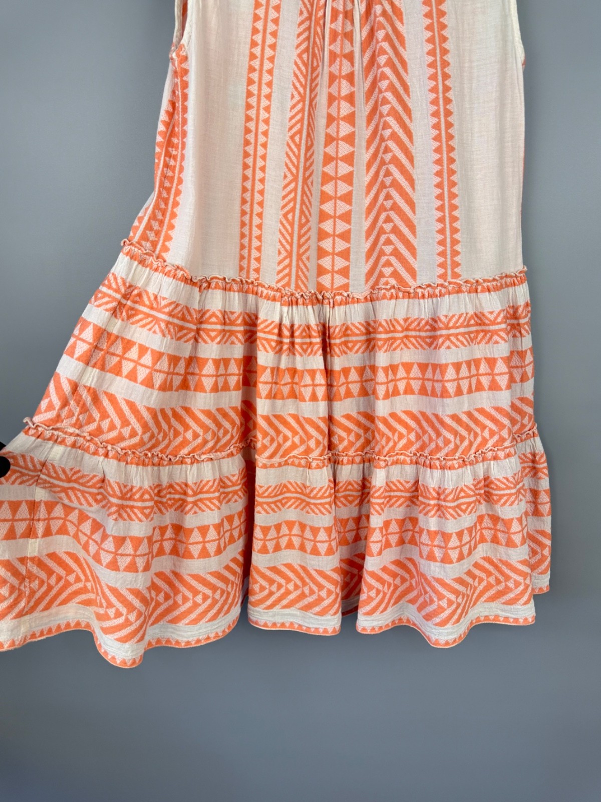 Devotion Twins Ella Mini Dress Sleeveless Salmon Orange White Geometric Women XS