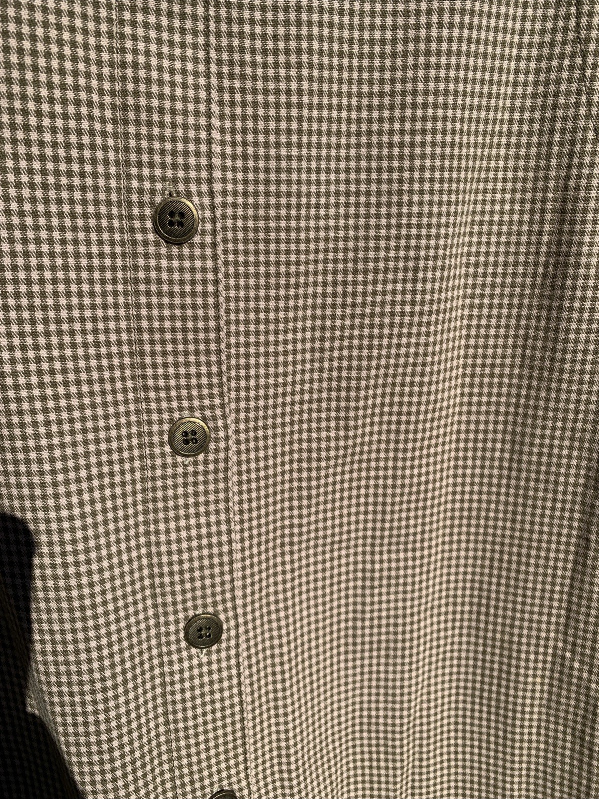 Christopher & Banks M Vtg Jumper W/Leaves Olive & Tan Check Maxi Dress