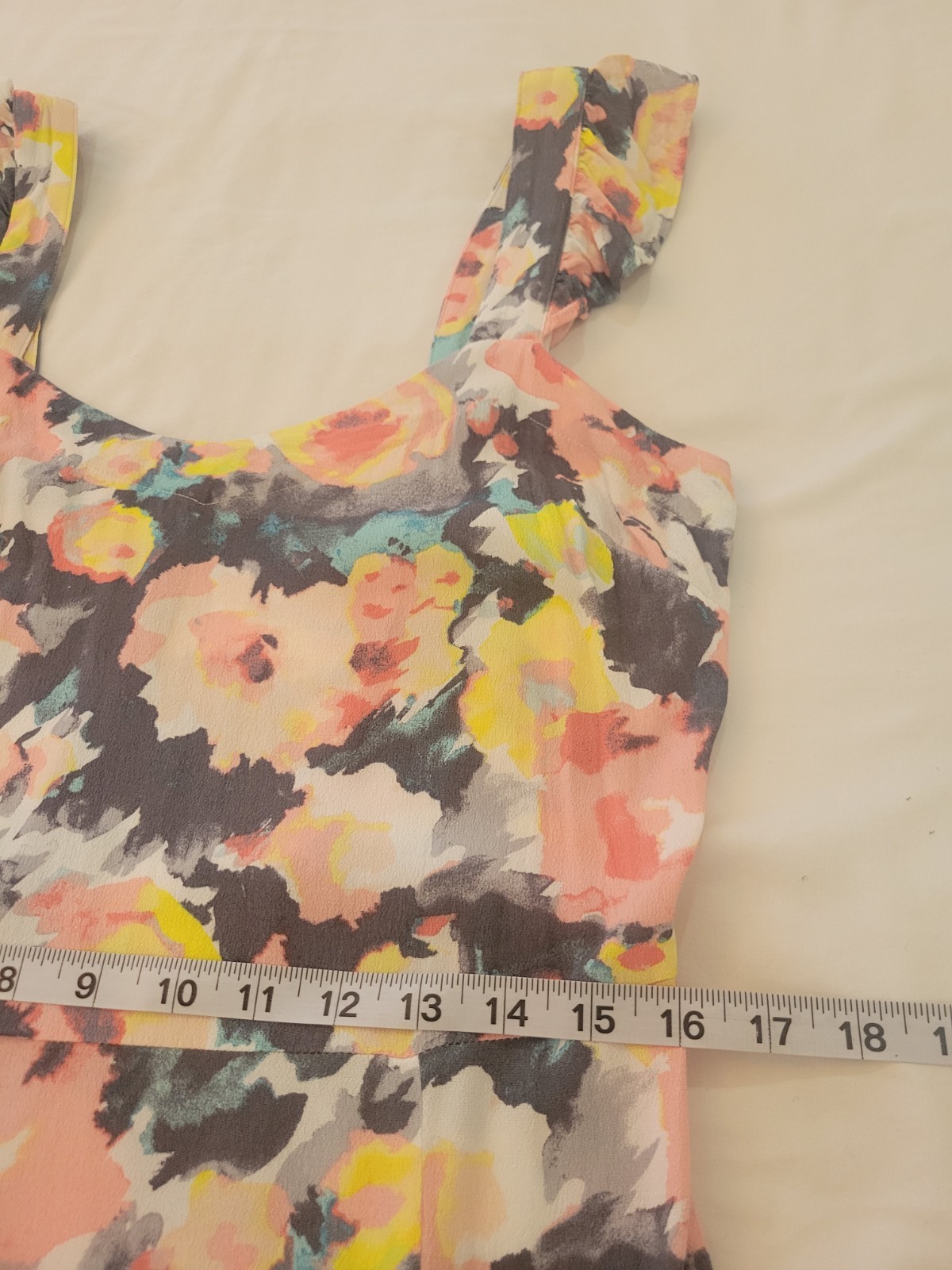 Gray Pink Floral Midi Dress Sleeveless Empire Waist Slit Lined Loft 8