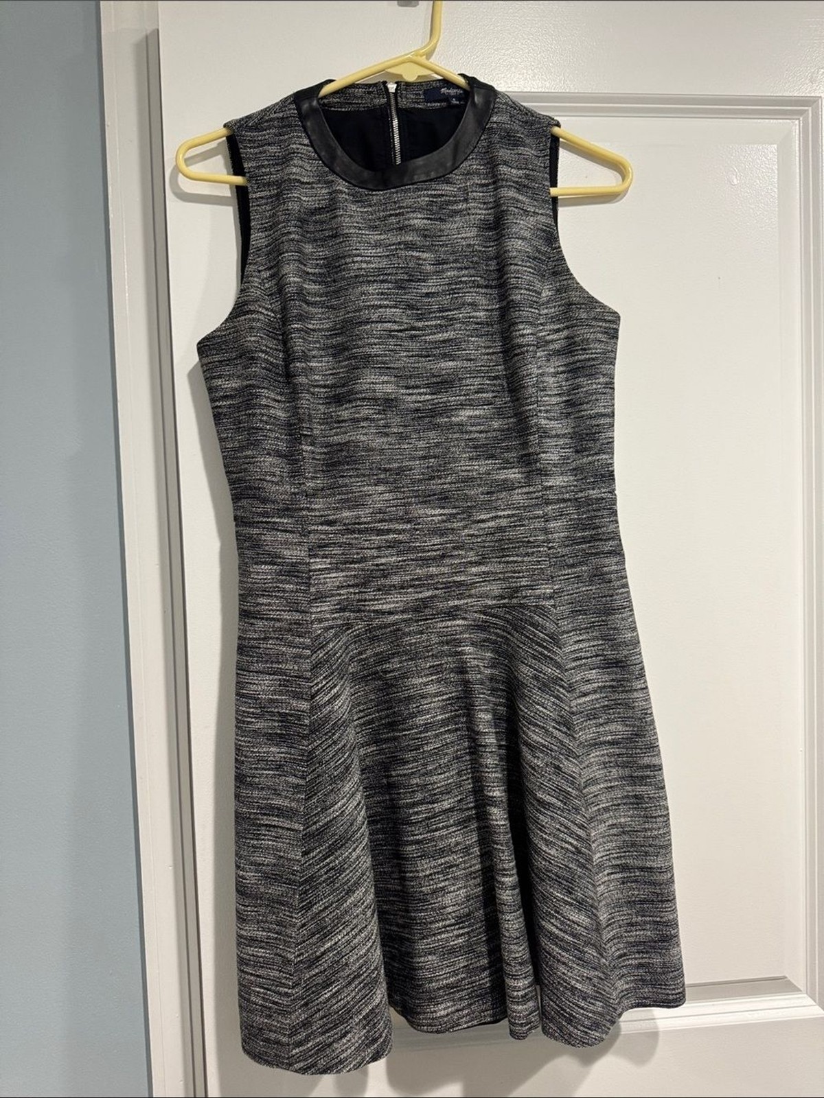 Madewell Marled Gray Fit-and-Flare Dress with Black Trim 6