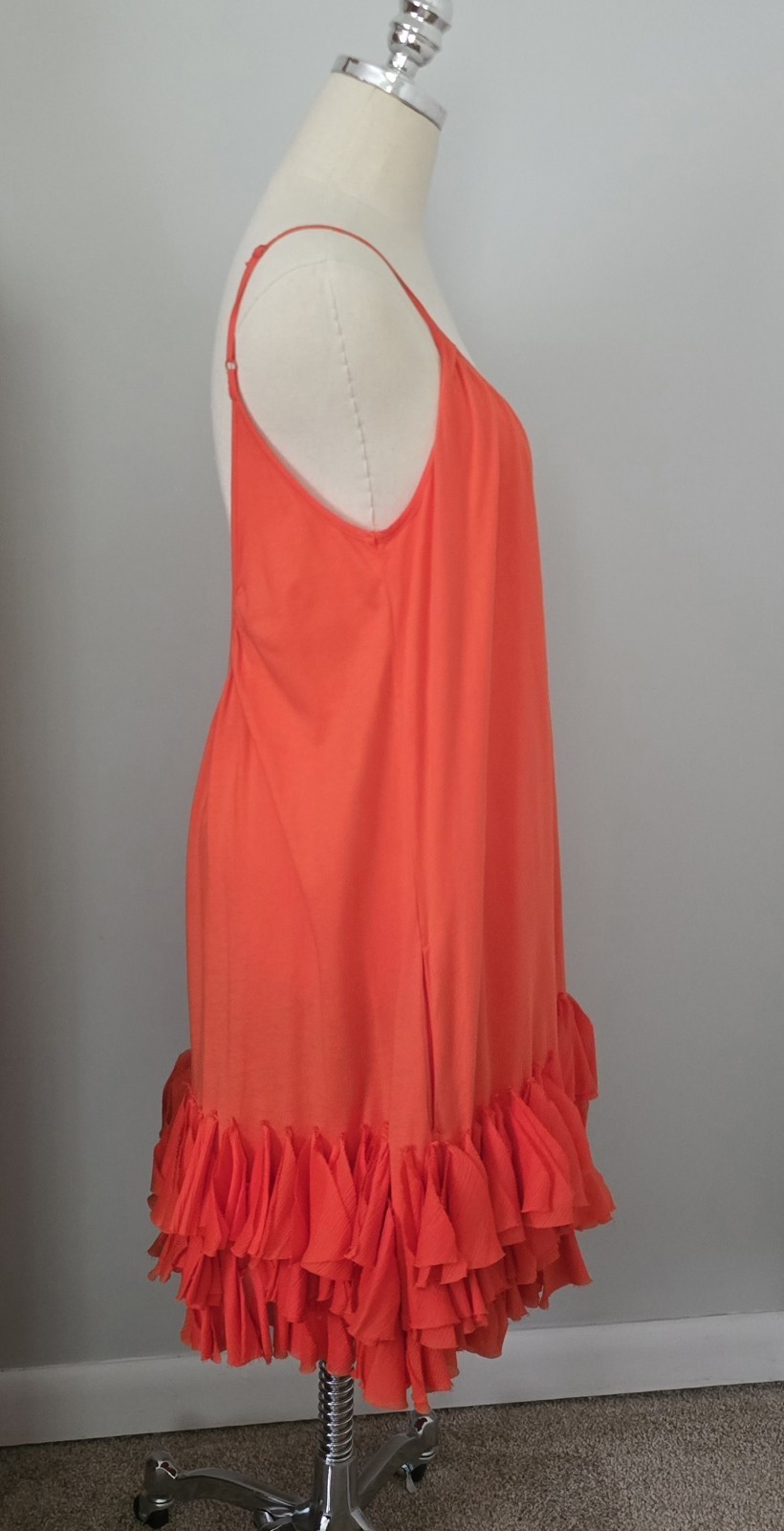ELIZABETH AND JAMES SUN DRESS SPAGHETTI STRAPS SILK DECORATION ORANGE Sz M EUC