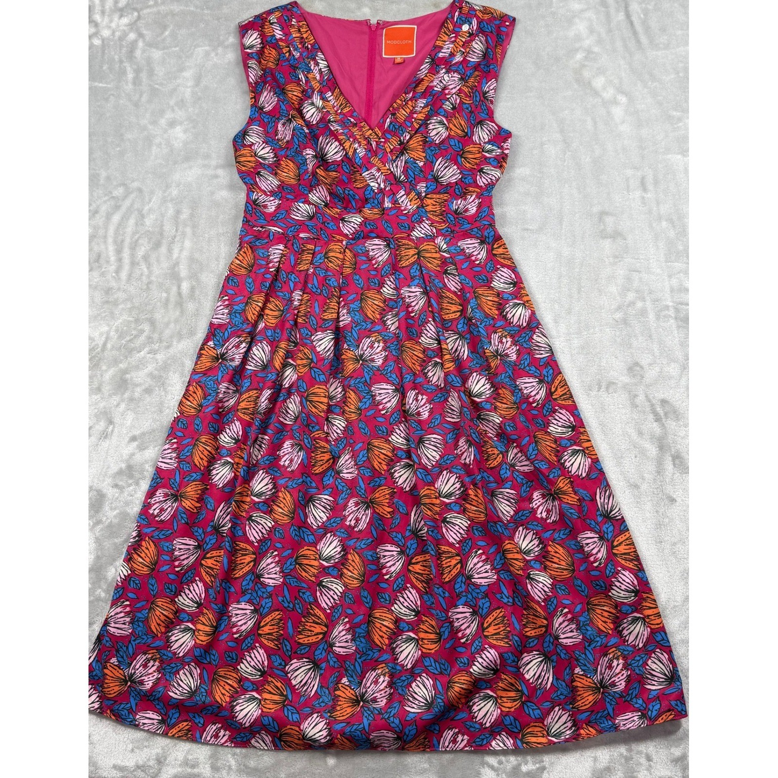 ModCloth “Instant Energy” Faux-Wrap Midi Dress Sunny Girl Floral Size M