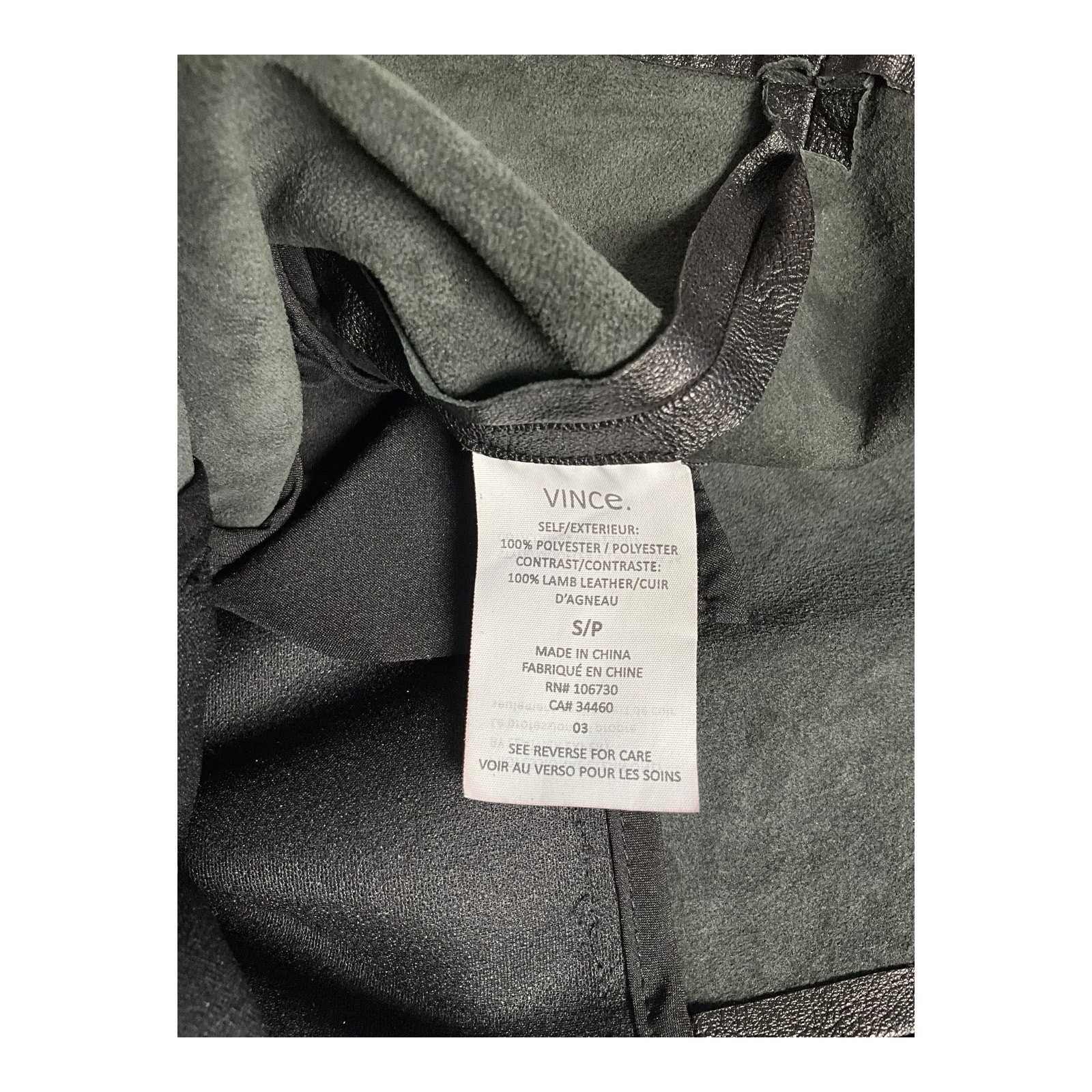 VINCE Lamb Leather Contrast Drawstring Waist Black Dress Small Preppy All Season