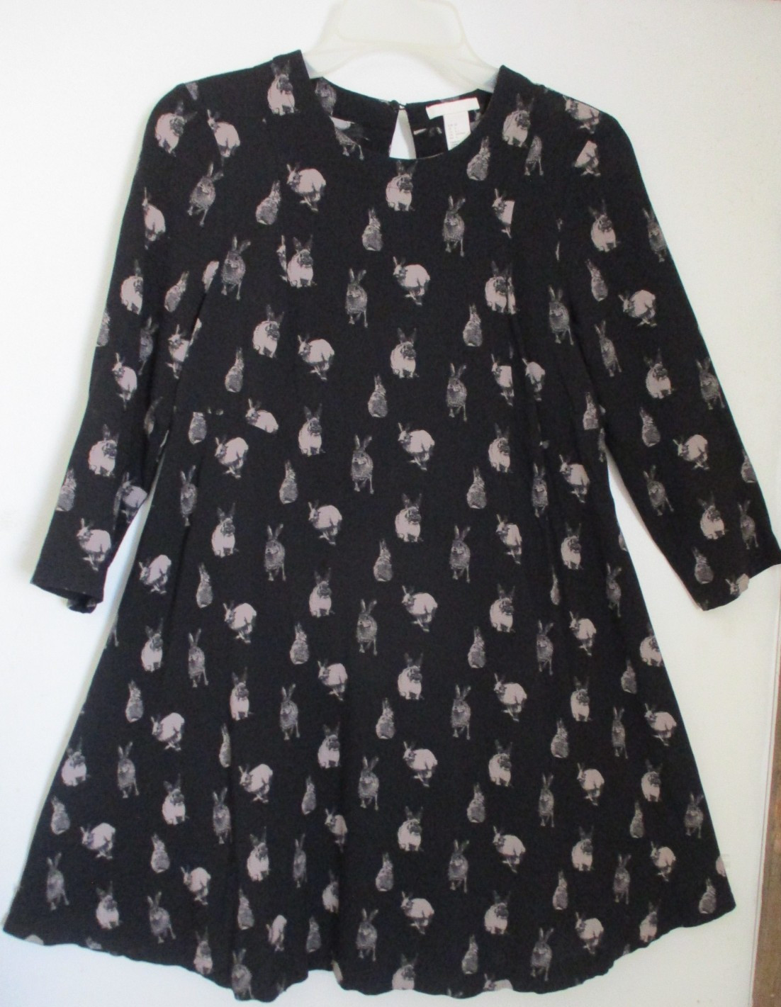 H & M Bunny Rabbit Dress Black 3/4 sleeve Magical Whimsy fairy-core EU36 US 6