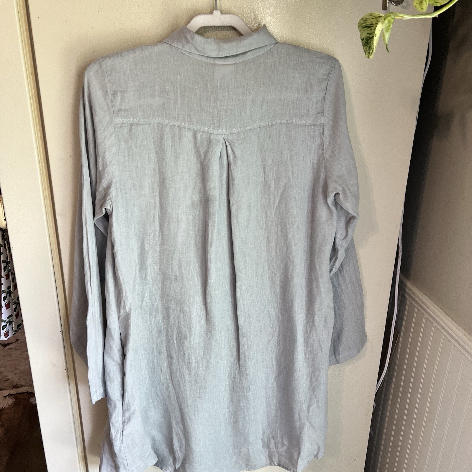 NWT Pure Match Long 1/2 Button Pullover Linen Dress Size Large Lagenlook Gray
