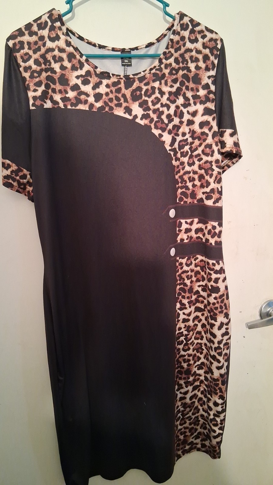 Curve Women’s 3XL Plus Bodycon Dress Black/Brown Animal Print Knee Length