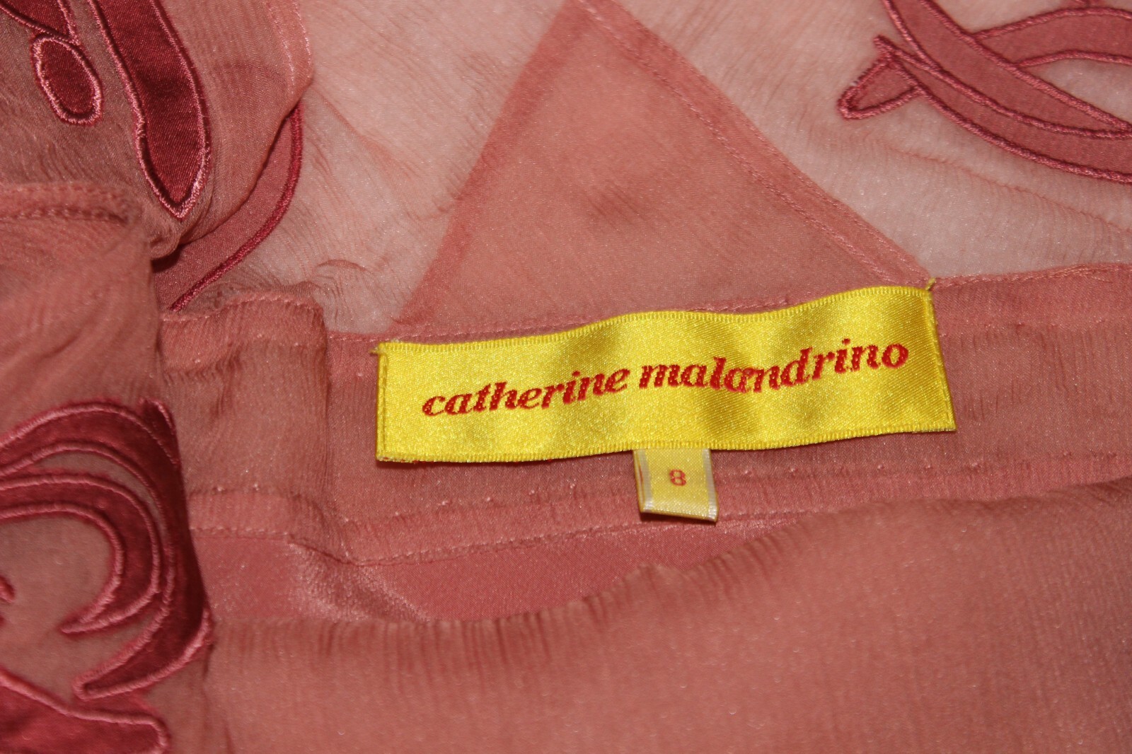 Catherine Malandrino Pink Primrose Silk Dress V Neck Sleeveless Geometric NWT 8