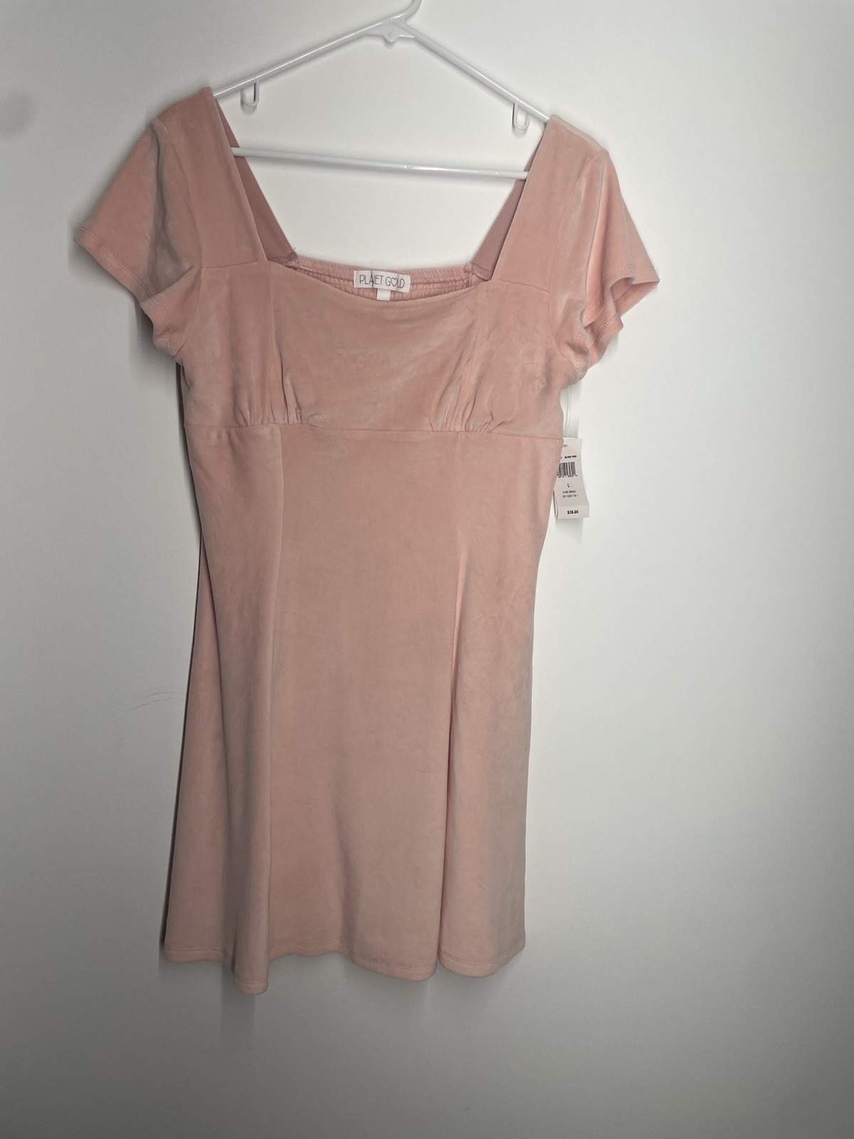 NWT Planet Gold Large Women’s Silver Pink Dress Velvety Soft Cute Back