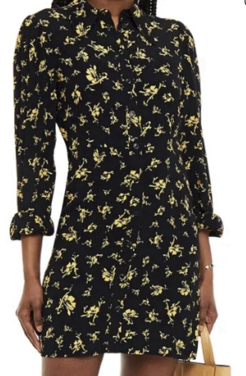 Ganni Crepe Short Dress Size 38 – US Size 6 Shirt Dress Full Button Up