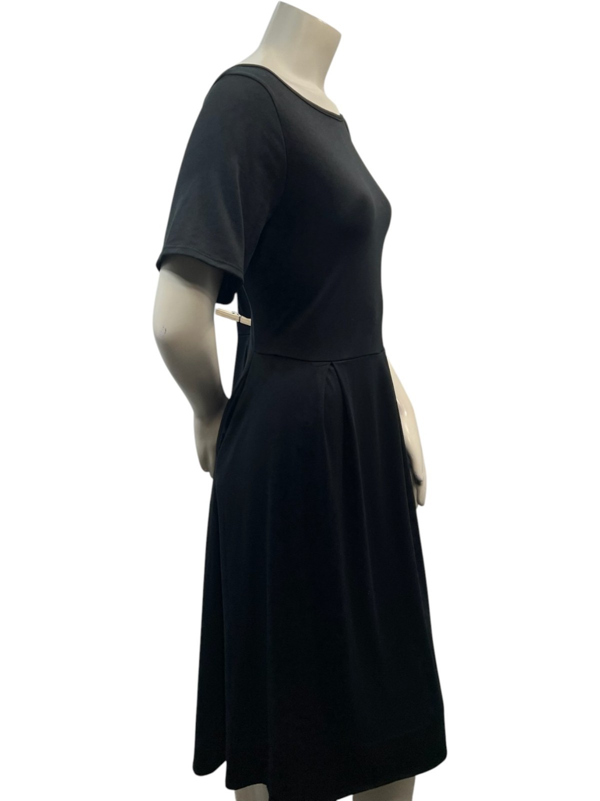 24 Seven Dress Womens Plus Size 1X Black Short Sleeve Pockets Stretch New