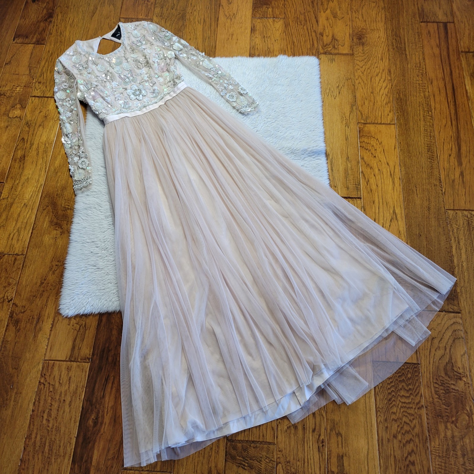 Needle & Thread Butterfly Gown Backless Tulle Embellished Dress Size 6 Pink