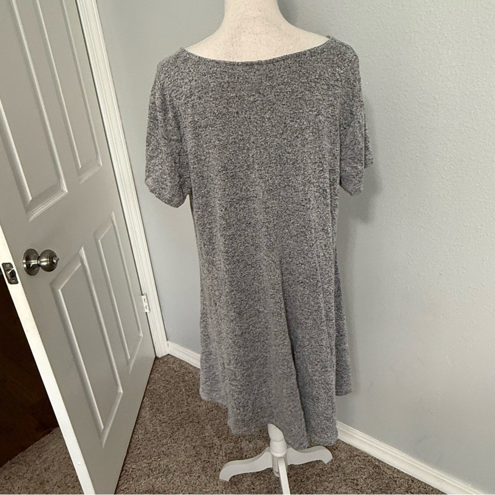 Old Navy Womens XL Grey Marl Short Sleeve Swing T-Shirt Mini Dress RN54023