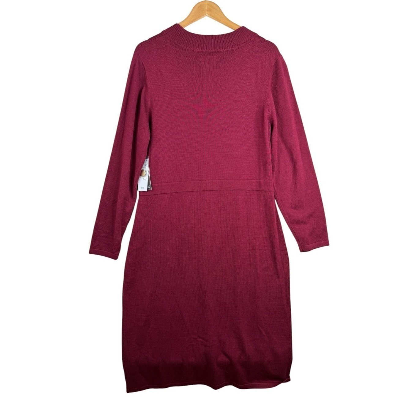 NWT Maia Womens Long Sleeve Midi Sweater Dress Size XL Wine Red