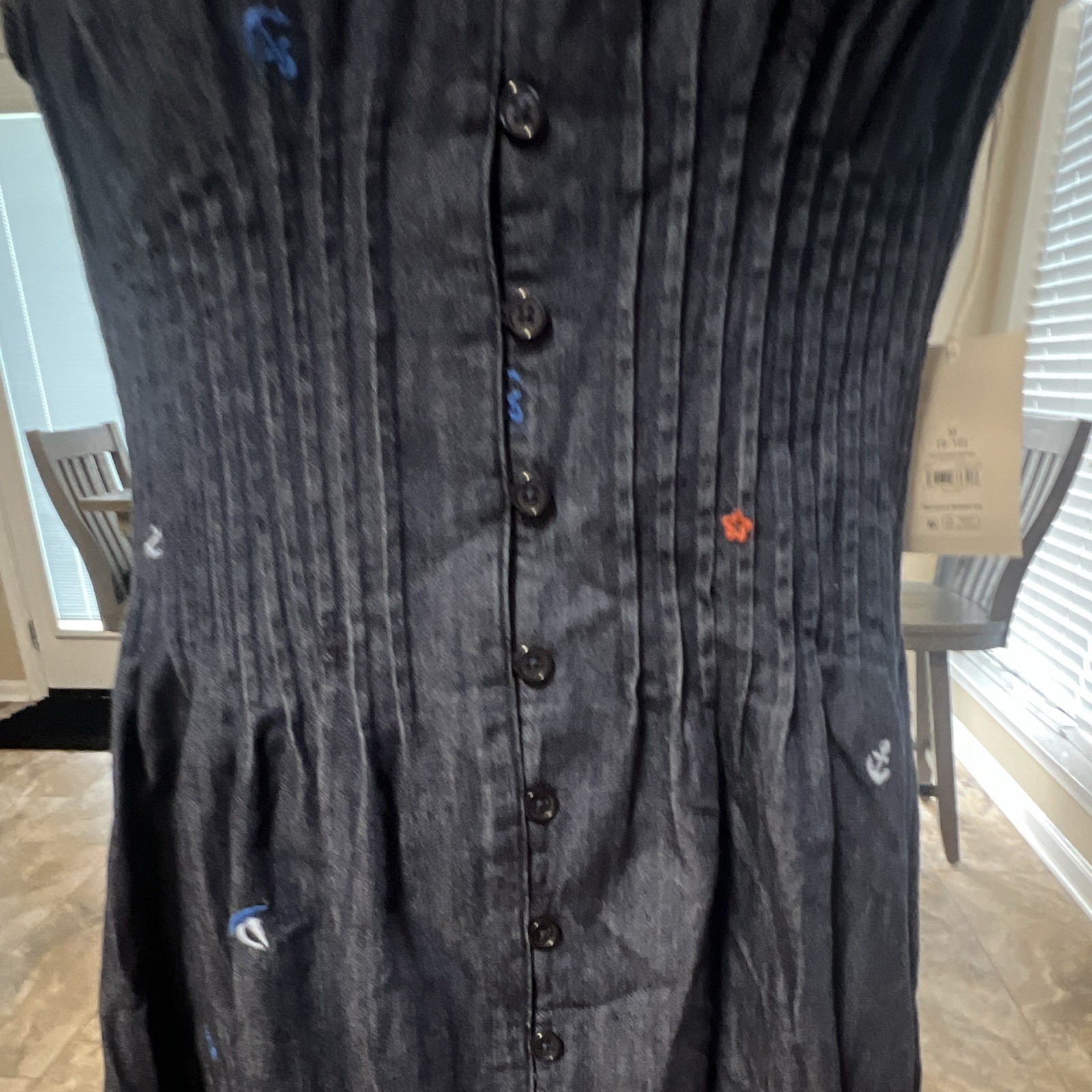 Free Assembly Women’s Blue Solid Denim V-Neck Sleeveless Button Maxi Dress M