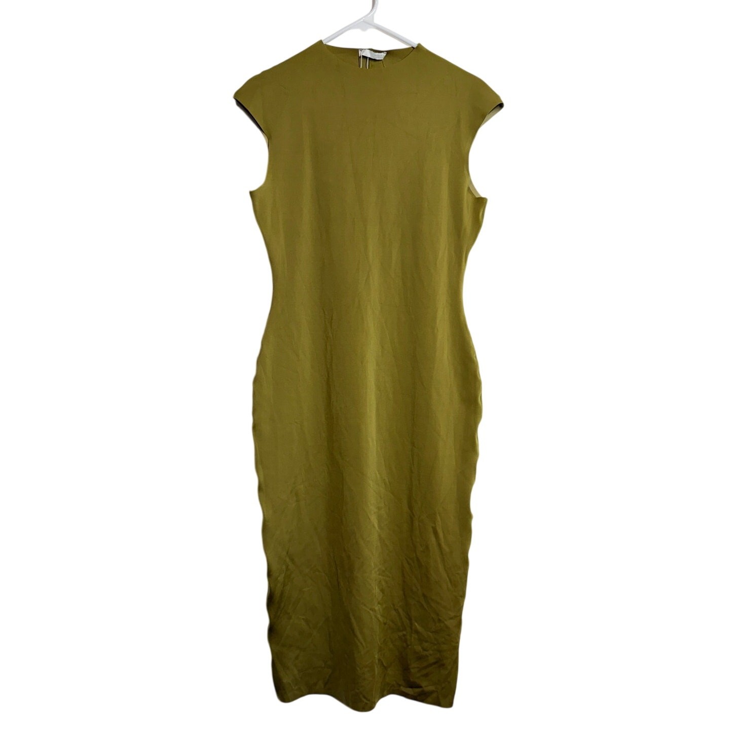 Zara Olive Green sculpting bodycon Polyamide Midi Dress size L NWOT minimalist