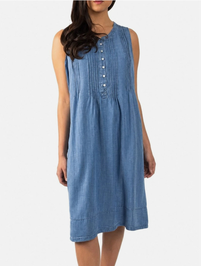 Coldwater Creek Blue Sleeveless Tencel Dress, Large USED EXCELLENT CONDITION