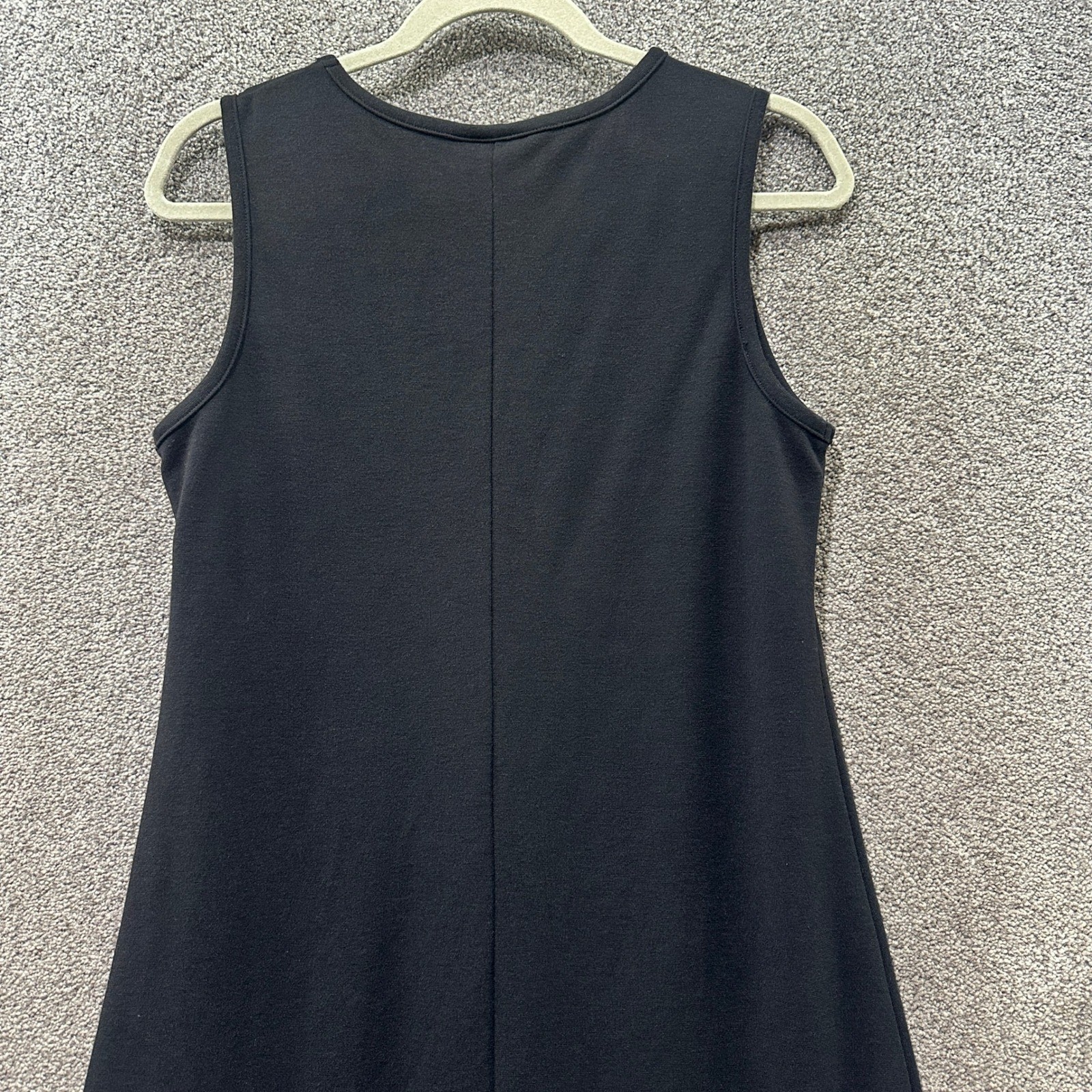 Freeport Studio Midi Dress Small Petite Black Ponte Sleeveless V Neck Pockets
