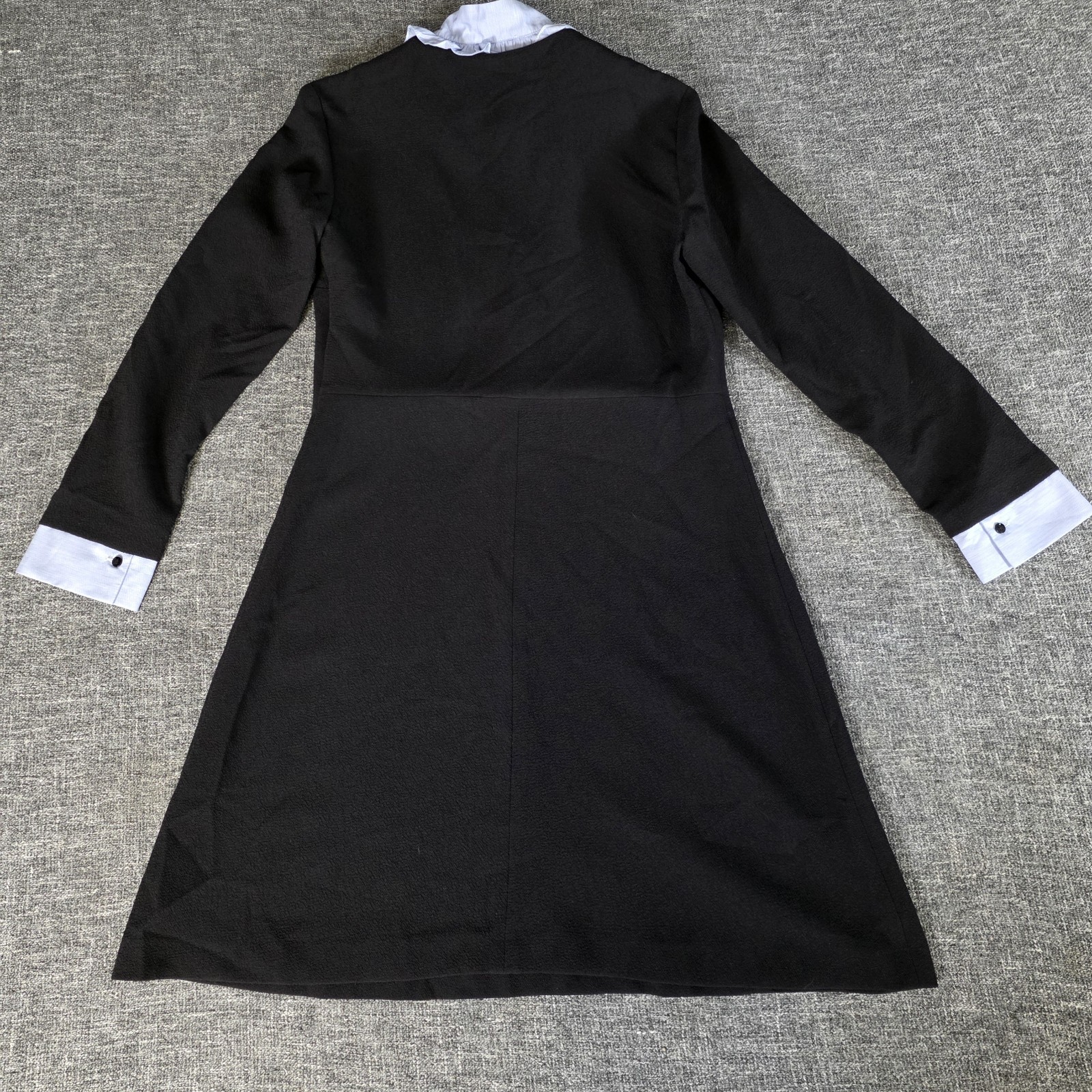 Sandro Paris Women’s Black Mini ALine Dress Keyhole Detail Collared Money Preppy