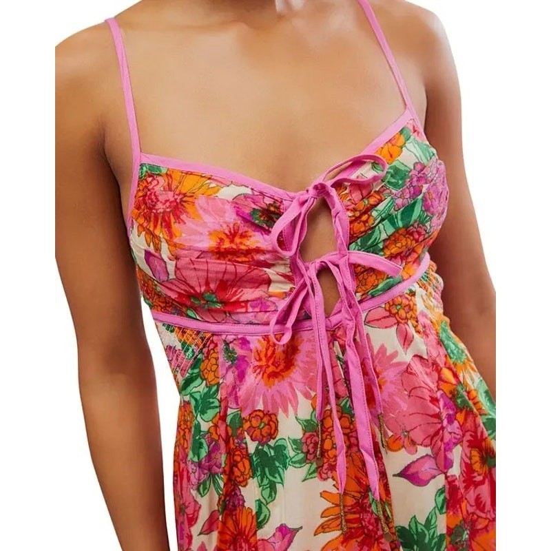 Free People Maxi Dress Size Small Pink Floral Dream Weaver Formal