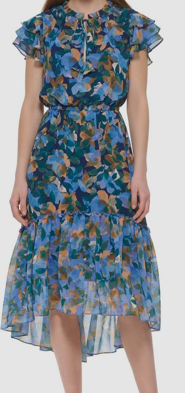 Vince Camuto Women’s Blue Printed A-Line Dress Size 16