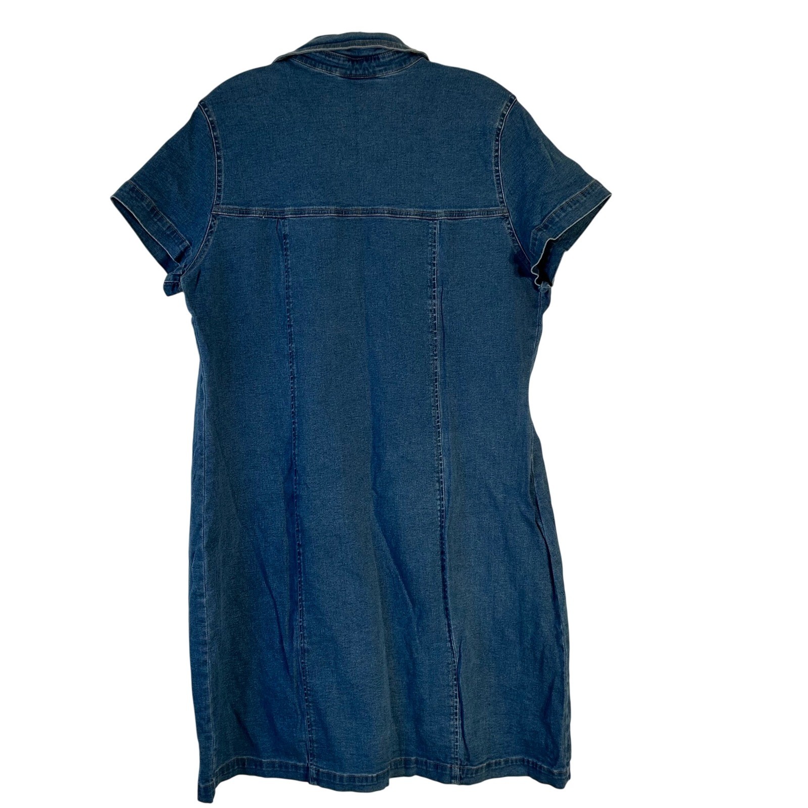 Coldwater Creek Blue Denim Button Front Shirt Dress PL Short Sleeve Medium Wash