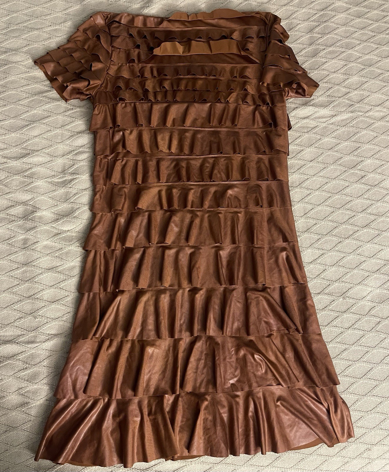 Women’s Isle Apparel Brown Ruffle Dress, Size S NWT