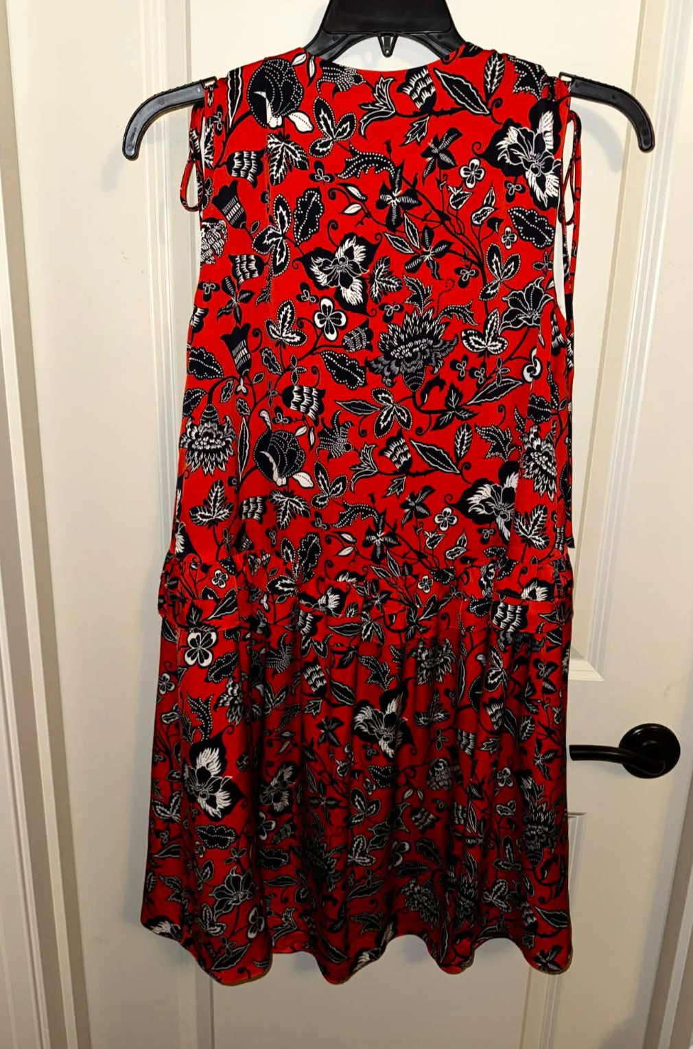 NORDSTROM SIGNATURE Brilliant Orange/Navy Floral SILK Blend Shift Dress ~ Size 6
