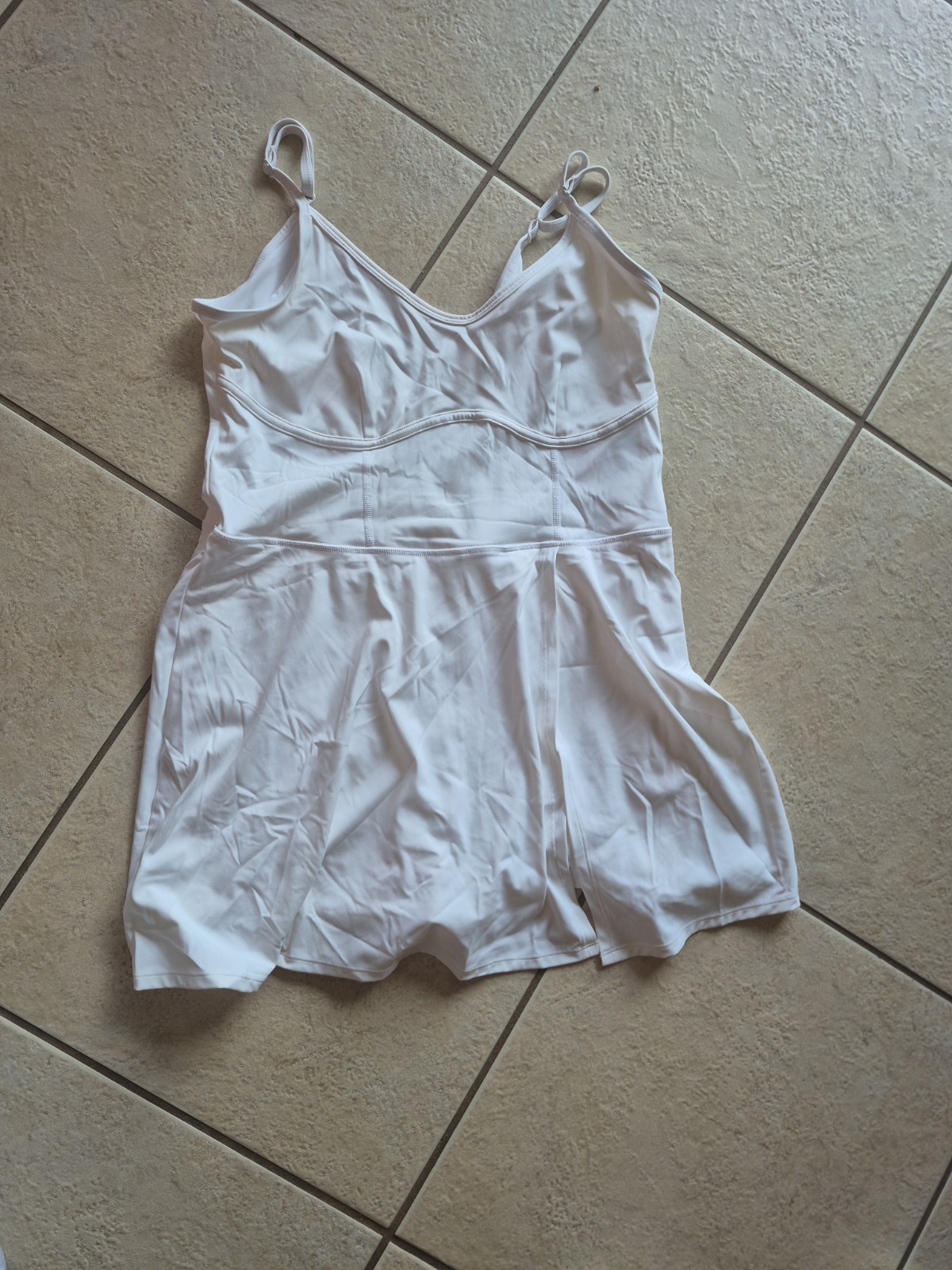 JoyLab Drop Waist Active Dress Womens Large White Soft Stretchy Adjustable Strap