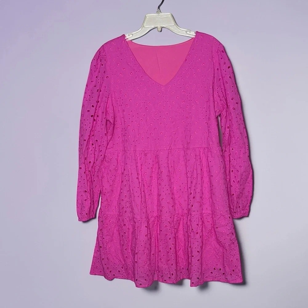 1259-Anrabess Pink Eyelet Dress – Size XL – NWT