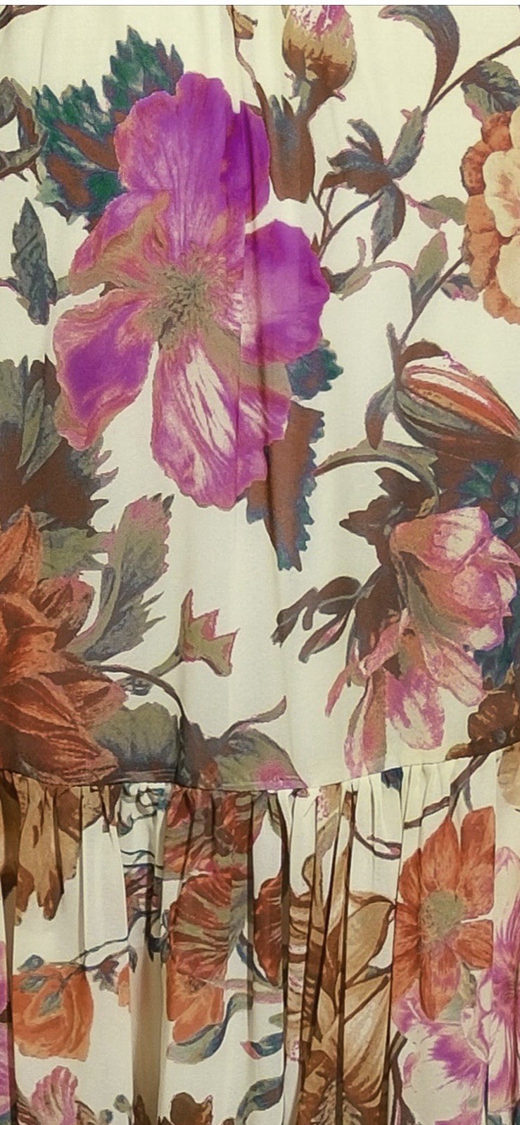 Flying Tomato Flowing Dress Size M Cream Fall Floral Long Sleeve Boho