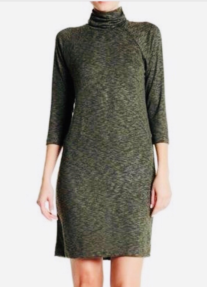 Bobeau Woman’s Plus Size 1X Heather Green Bodycon Mock Turtleneck Dress NWT