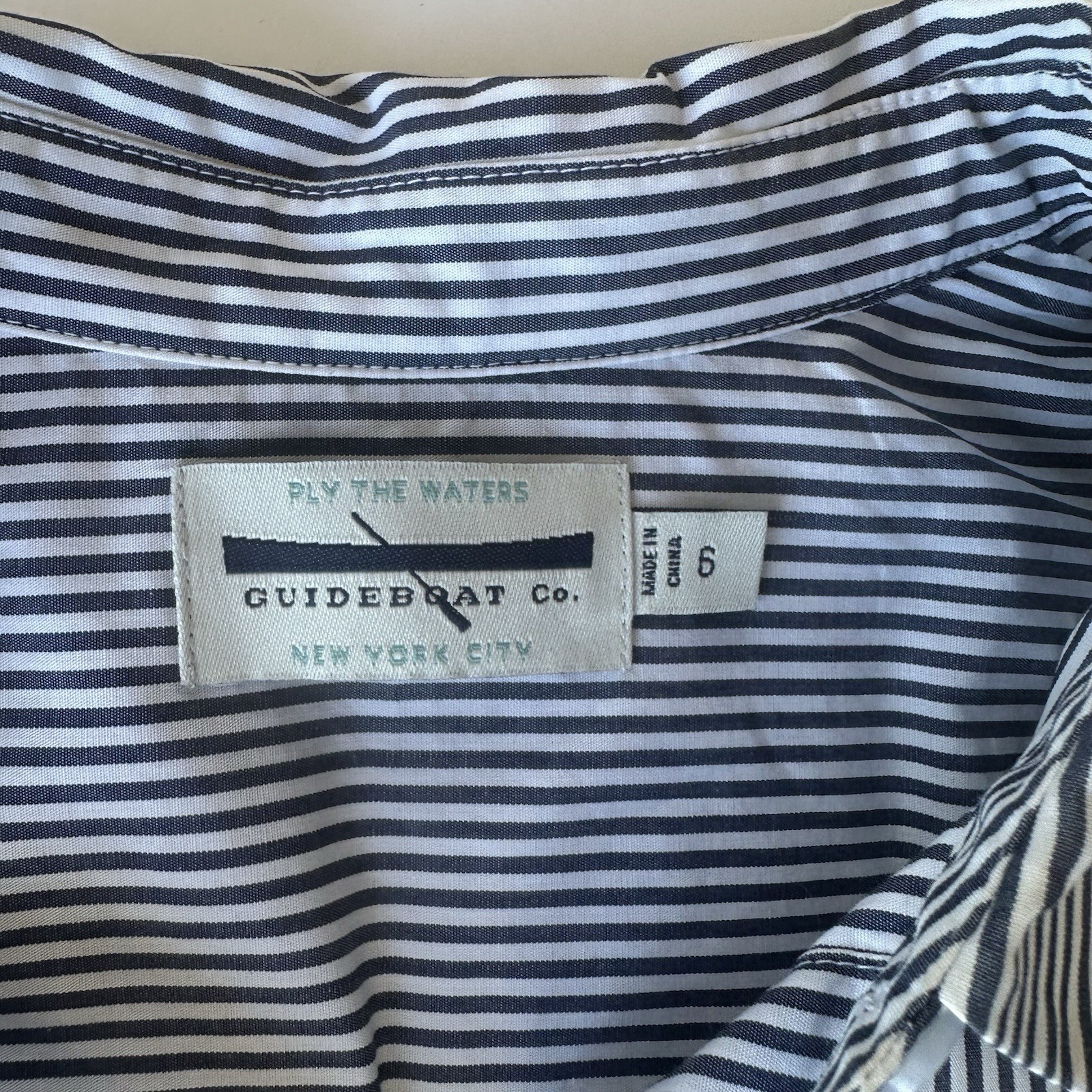 Guideboat Co. Preppy Nautical Blue Striped Shirtdress Button Front Dress Size 6