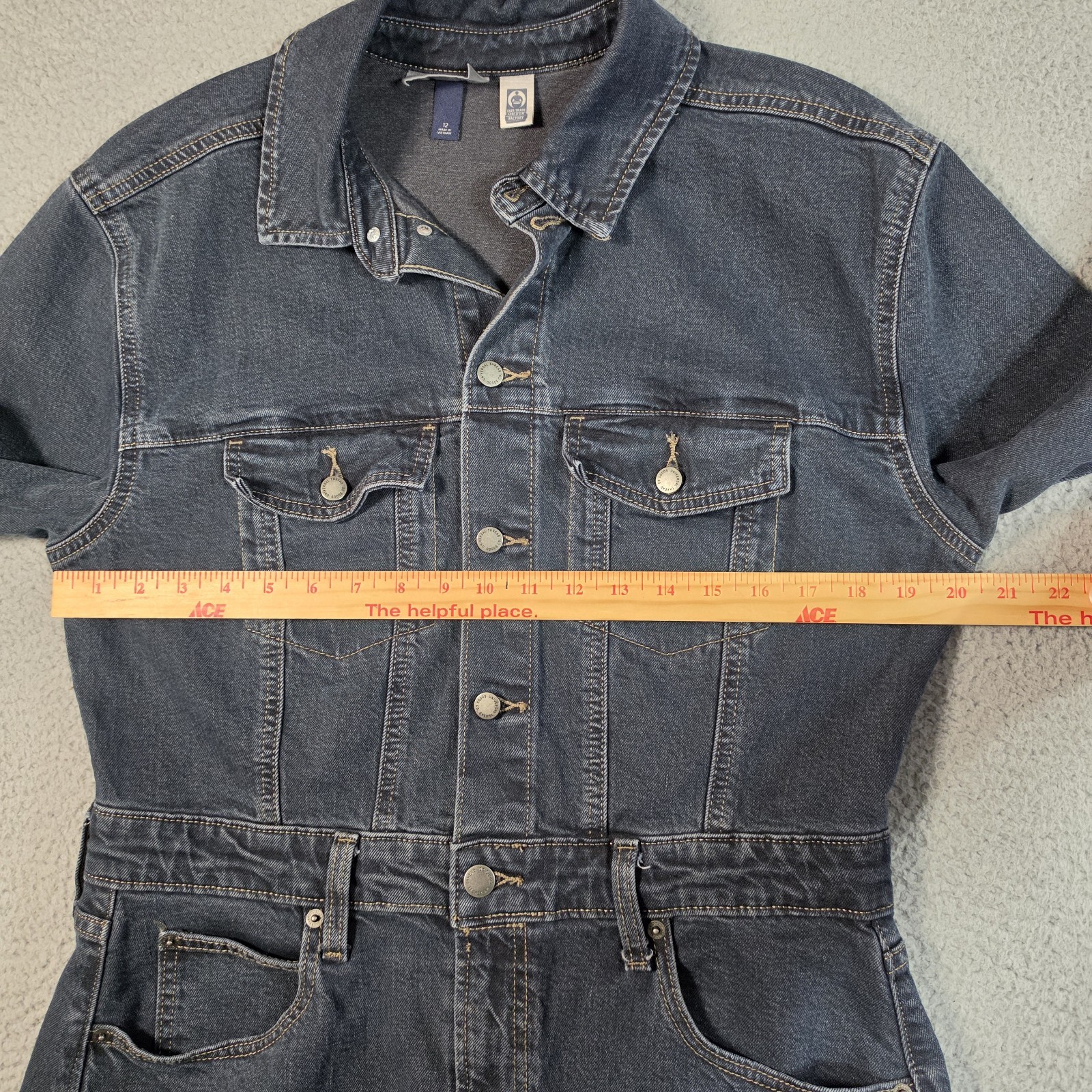 Universal Thread Denim Maxi Dress Womens 12 Blue Button Zip Slit Boho Western