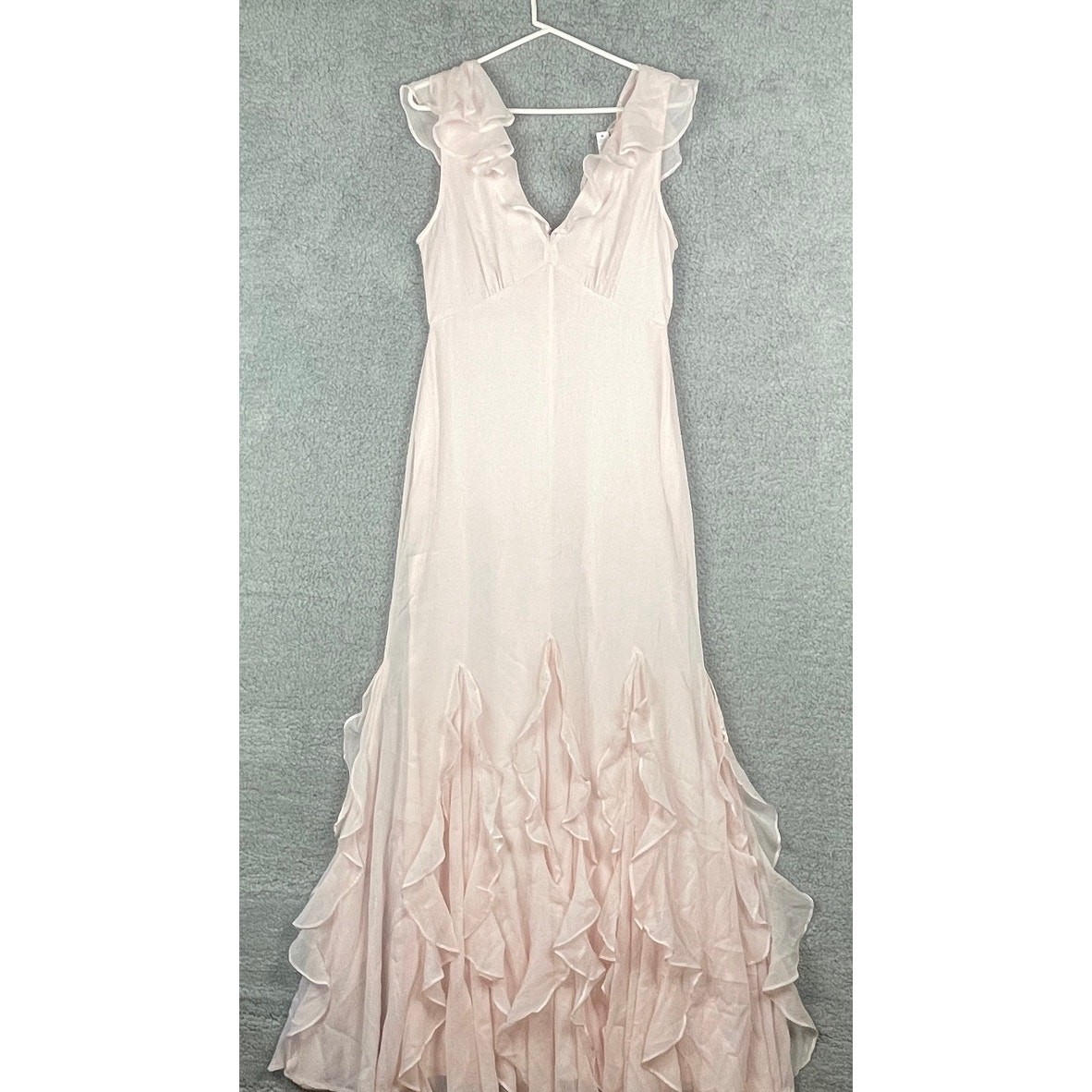 Asos Design Women’s US 6 Pink 100% Polyester Bridemaids Flutter Sleeve Dress