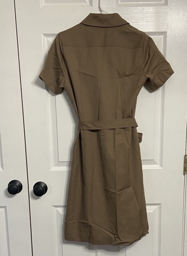 Pendleton 100% Virgin Wool Tan Belted Shirt Dress Trench Style Womens