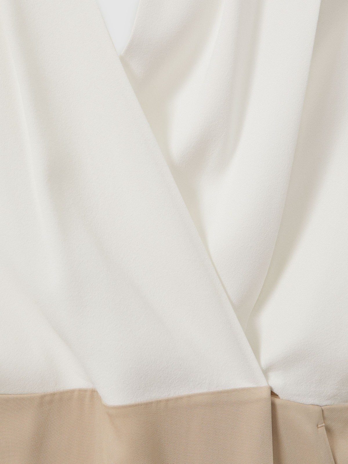REISS Vie Wrap-Front Shift Dress in Nude/Ivory UK Size 12