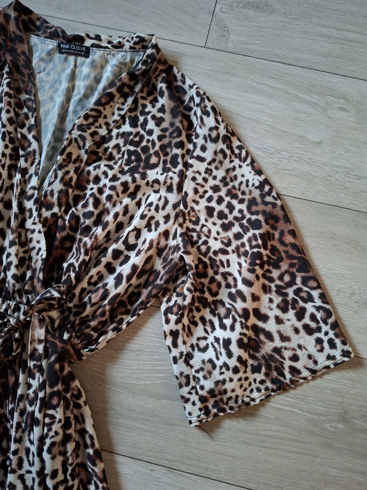 Pink Clove Beige Leopard Print Stretch Flared Dress Holiday Smart Party UK20
