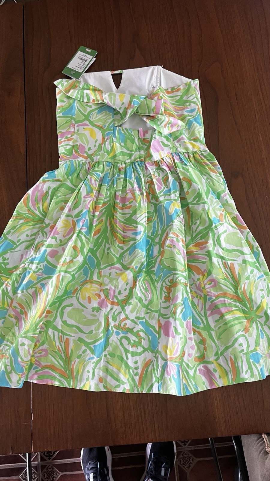 Lilly Pulitzer Size 2 Strapless Tie Back Dress Elephant Ear Green Pink