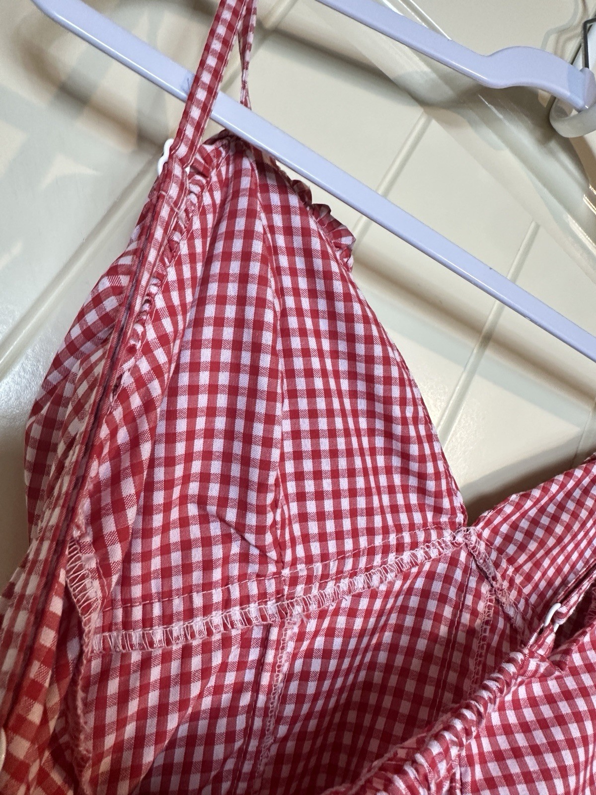 Sim & Sam Red check Gingham bisque waist maxi dress XS Western Cowgirl Country