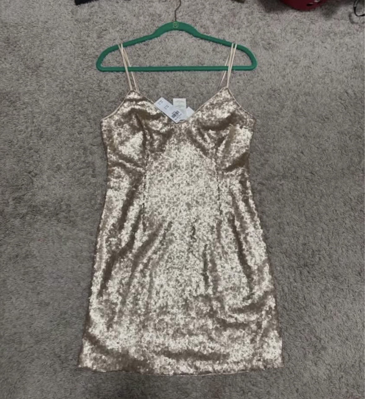 Abercrombie & Fitch Gold Sequin V-Neck Mini Slip Bodycon Dress (size medium)