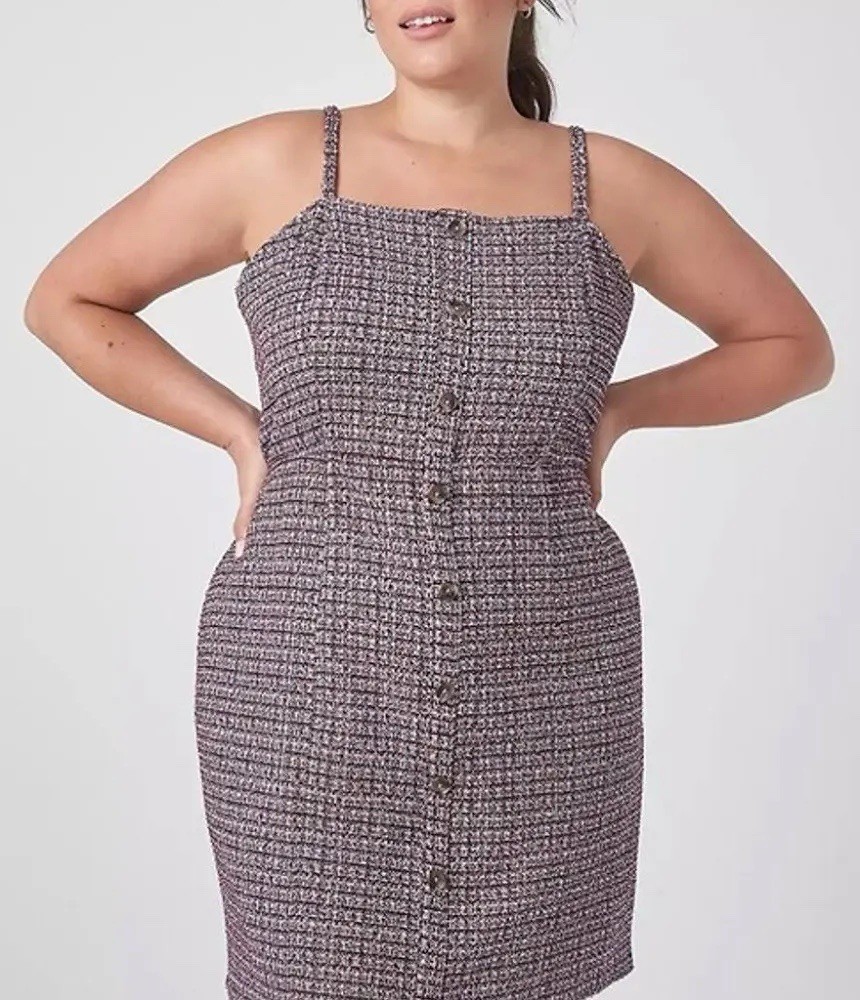 Lane Bryant Purple Tweed Button-Front Dress 18/20