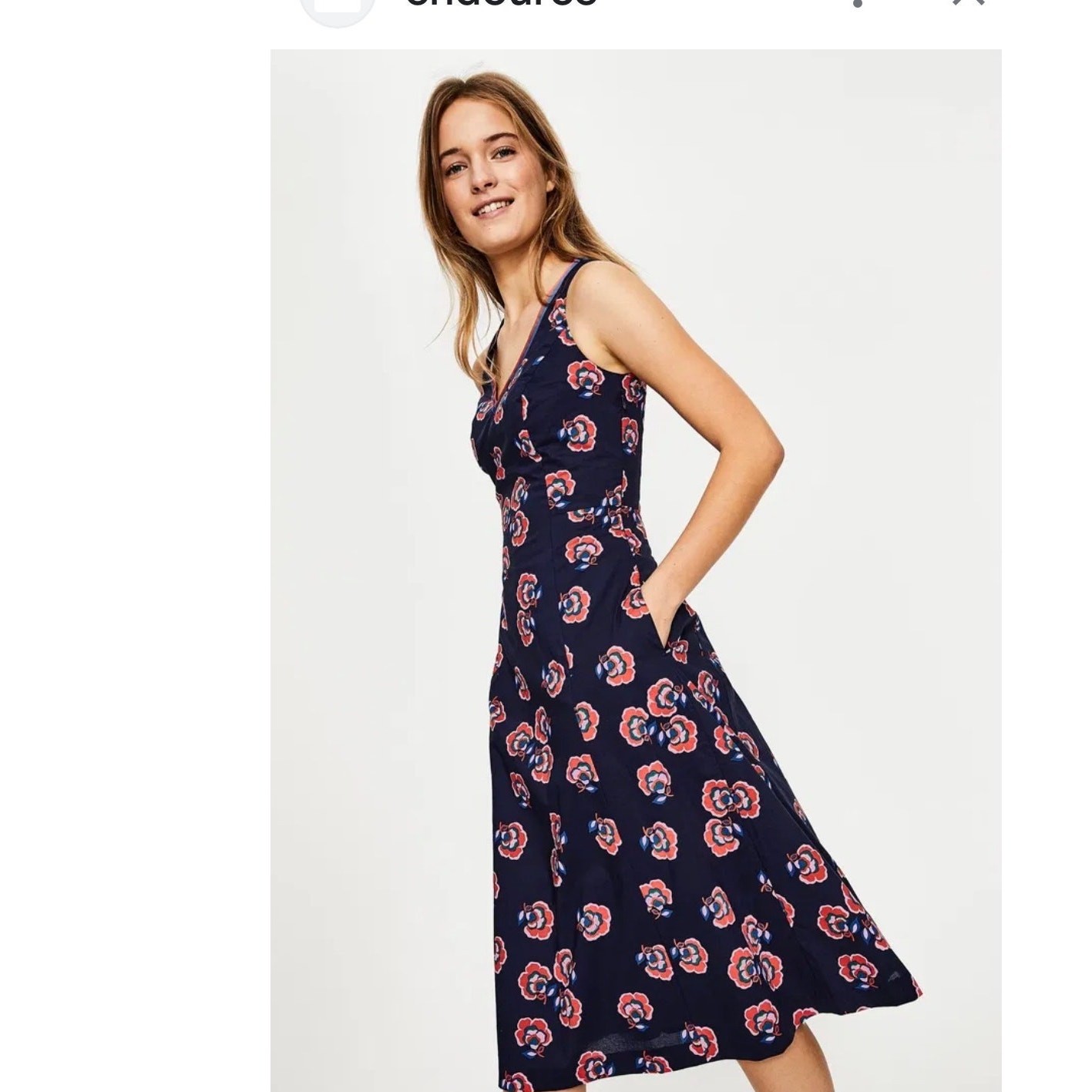 Boden Womens Charlotte Dress Navy Red Floral Midi Sleeveless V-Neck Size US 6 R