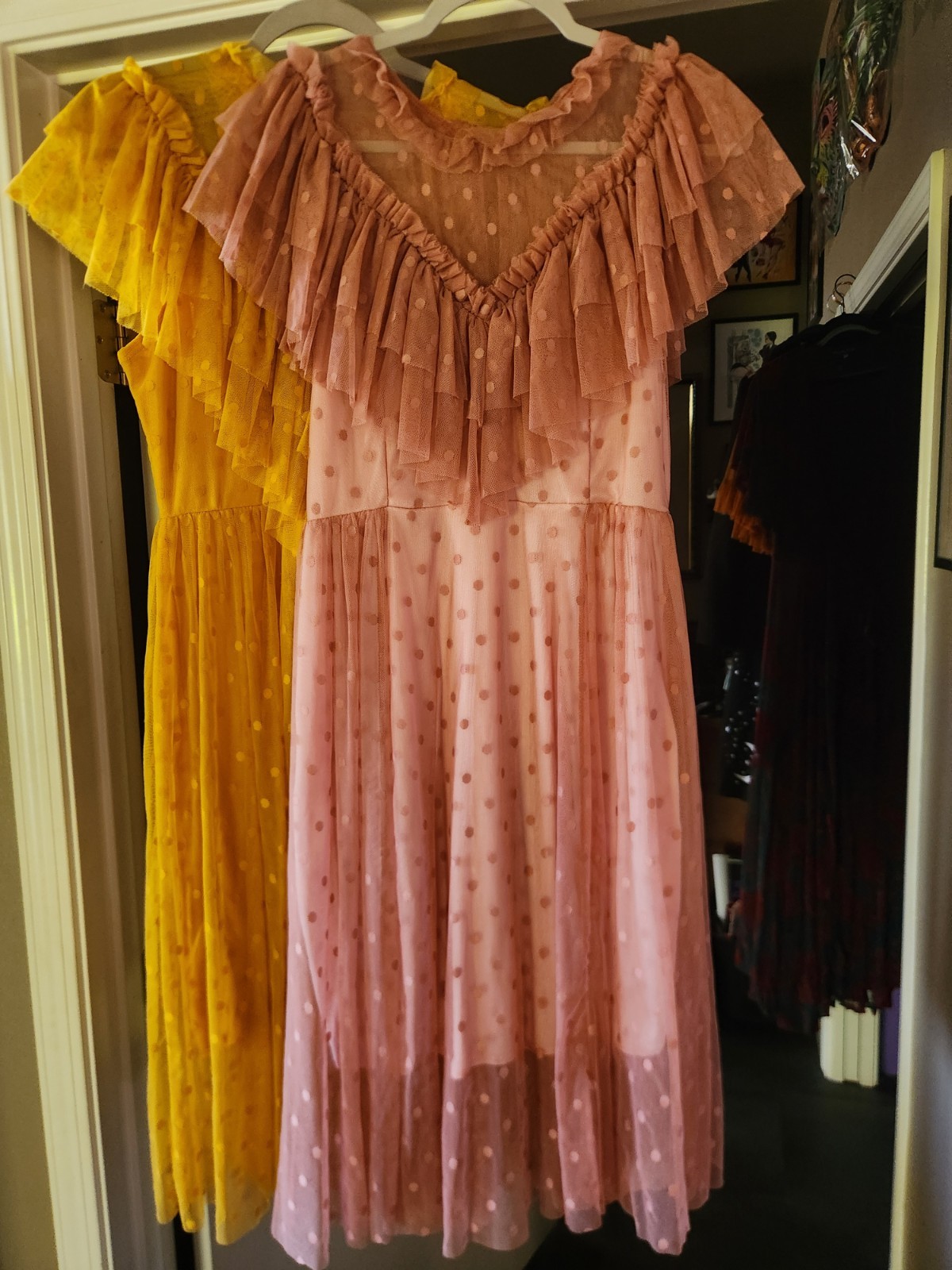 Wax Poetic Clothing Mesh Vintage Retro Witchy Ruffled Party Dress NWOT XL *rare