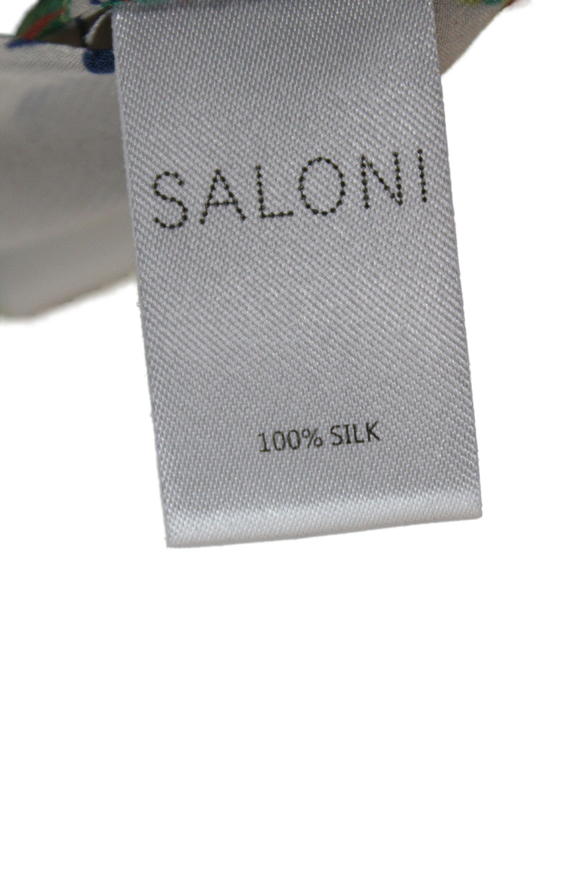 Saloni Womens Silk Maxi Dress Floral High Neck Sleeveless Knee Multi Size 6