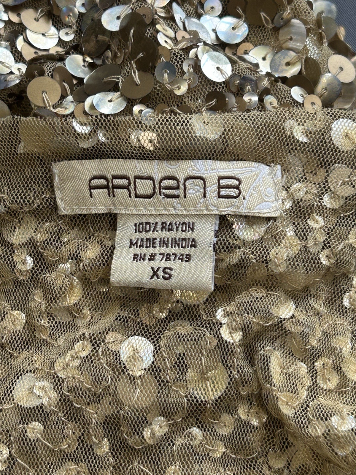 Arden B Gold Sequin Sheer Mesh Mini Dress XS S Party Glam Y2K Club Going Out