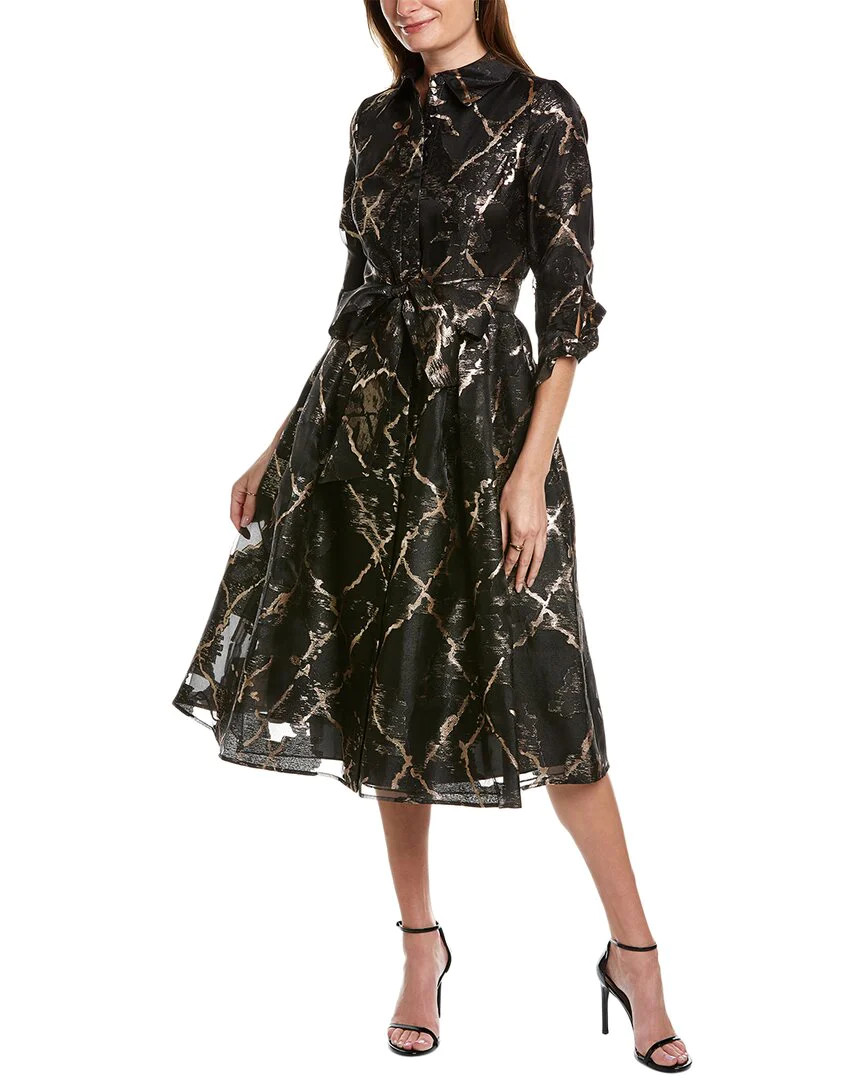 TERI JON Metallic Shirt Dress With Pockets (size 16)